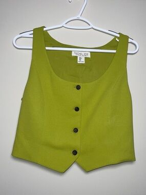 Rachel Zoe S Bright Green Button Up Vest Unique Work Wear Summer
